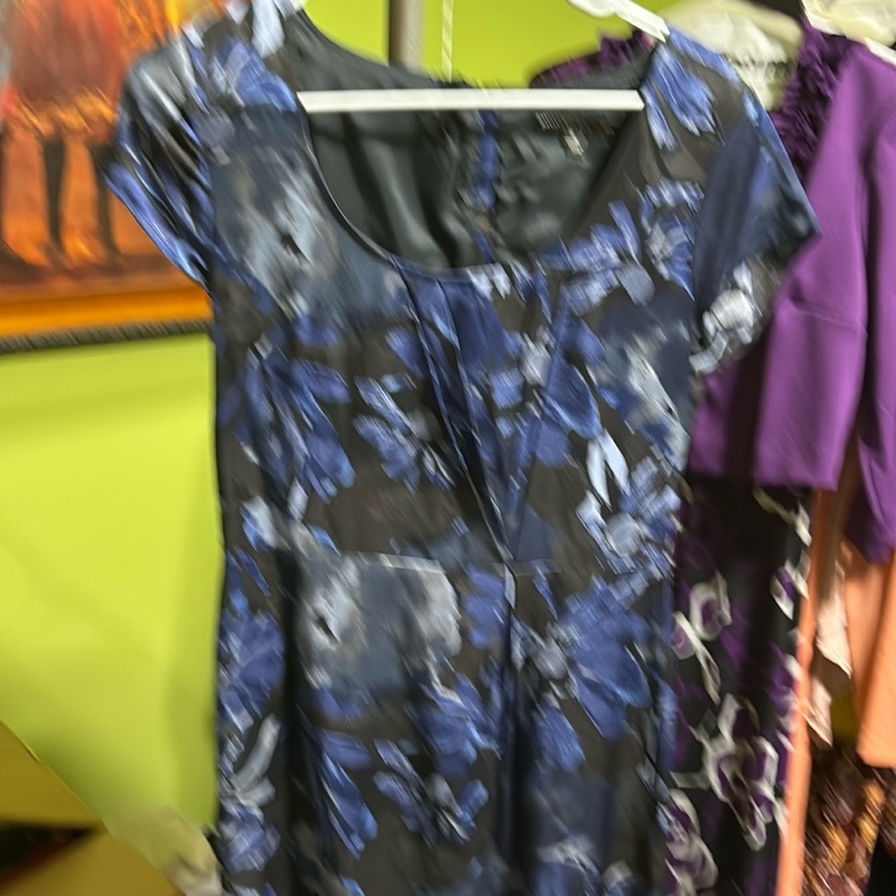 Dress by Banana Republic, size 6, blue black grey with pockets